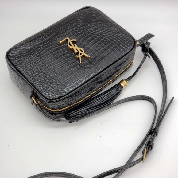 100% Authentic YSL Lou Camera Bag in Crocodile Embossed in Shiny Leather - Picture 6 of 12
